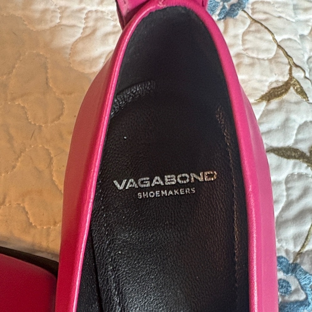 Vagabond Edwina Leather Hyper-Pink Block Heel Pumps Size 39 - Picture 5 of 10